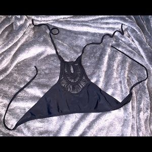 High Neck Black Bikini Top